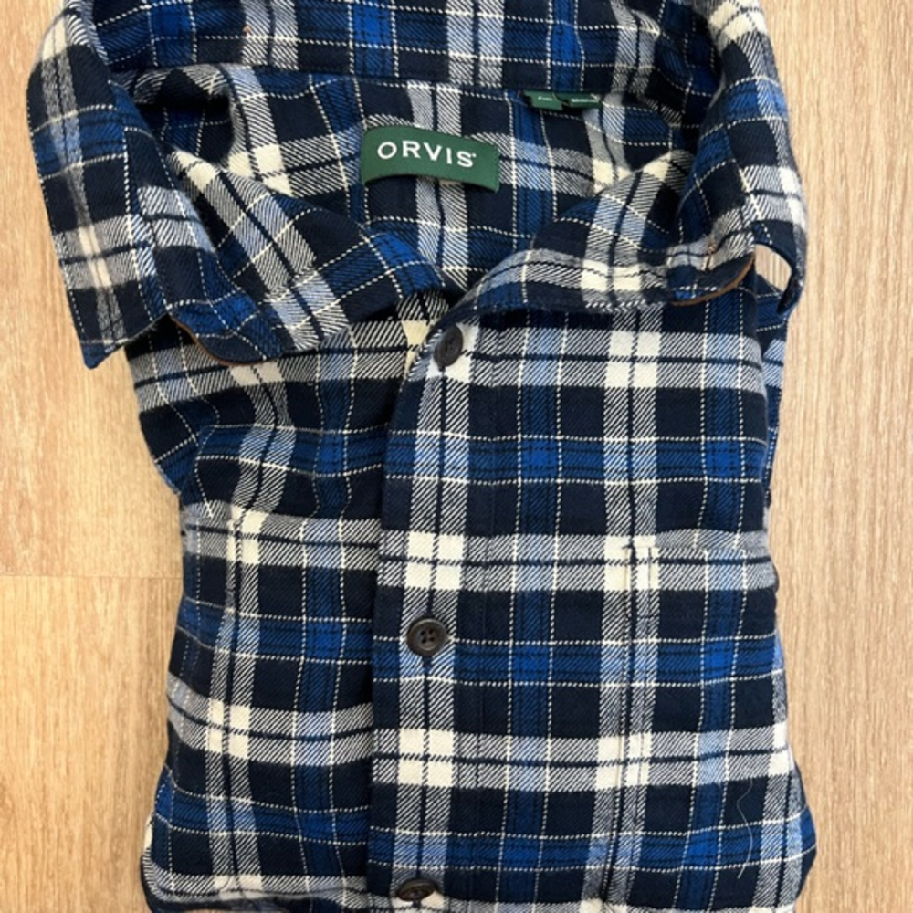 Orvis Blue White Black Plaid Button-Down Shirt